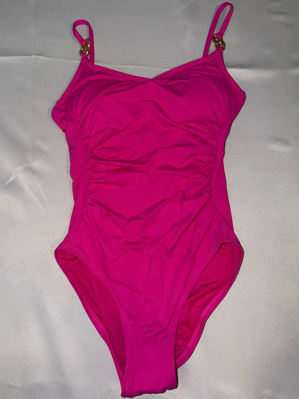MICHAEL Michael Kors Bright Hot Pink One-Piece Swimsuit with Gold Hardware